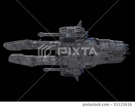 Spaceship isolated on a black background 3d illustration 55125616
