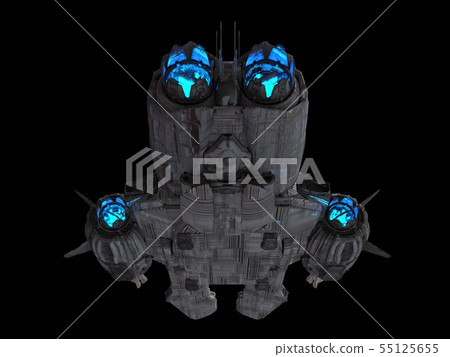 Spaceship isolated on a black background 3d illustration Spaceship isolated on a black background 3d illustration 55125655