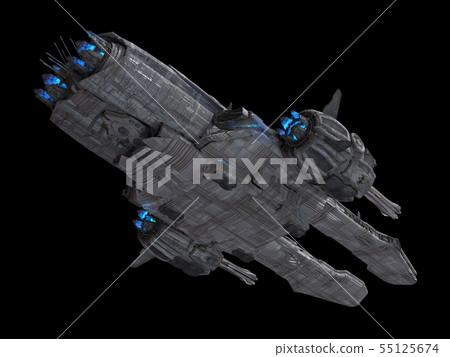 Spaceship isolated on a black background 3d illustration Spaceship isolated on a black background 3d illustration 55125674