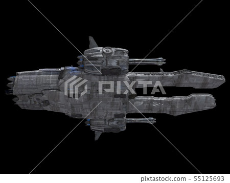 Spaceship isolated on a black background 3d illustration Spaceship isolated on a black background 3d illustration 55125693