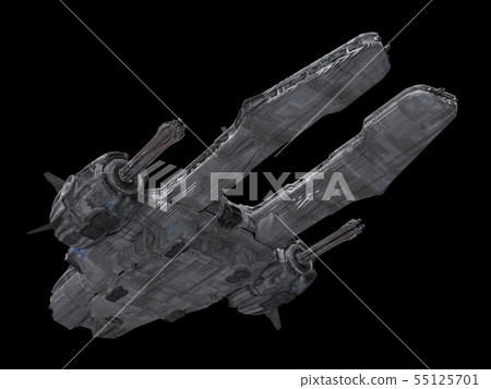 Spaceship isolated on a black background 3d illustration Spaceship isolated on a black background 3d illustration 55125701