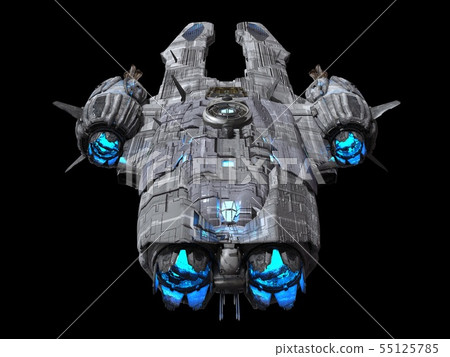 Spaceship isolated on a black background 3d illustration Spaceship isolated on a black background 3d illustration 55125785