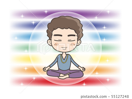 冥想和七個脈輪 - 閉眼 - 男性姿勢 55127248