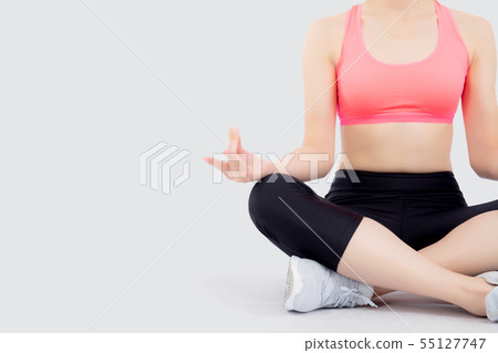 Beautiful portrait young asian woman sitting yoga Beautiful portrait young asian woman sitting yoga 55127747