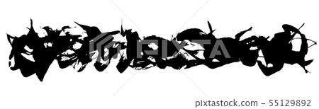 Japanese-style background material [like thorny road] Horizontal brush texture illustration drawn with ink 55129892