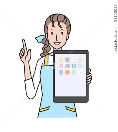 A housewife with a tablet A housewife with a tablet 55130036