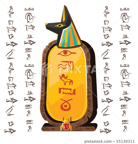 Stone board, clay tablet and Egyptian hieroglyphs Stone board, clay tablet and Egyptian hieroglyphs 55130311