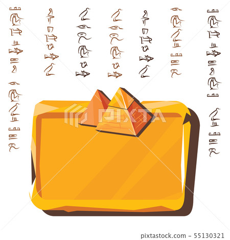 Stone board, clay tablet and Egyptian hieroglyphs 55130321