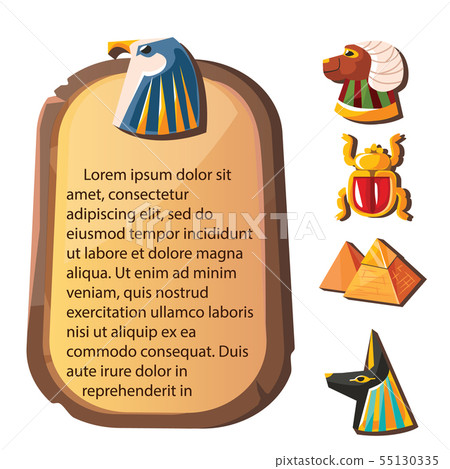 Stone board, clay tablet and Egyptian hieroglyphs Stone board, clay tablet and Egyptian hieroglyphs 55130335