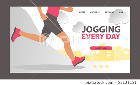 Jogging at morning and running man vector web template. Runner is engaged in fitness and active Jogging at morning and running man vector web template. Runner is engaged in fitness and active 55131151