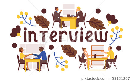 Job Interview Vector Illustration Candidates Stock Illustration 55131207 Pixta