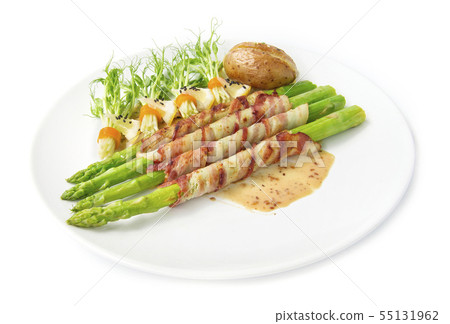 Bacon wrapped asparagus grilled with sasemi Bacon wrapped asparagus grilled with sasemi 55131962
