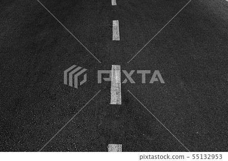 Asphalt road with marking lines white stripes Asphalt road with marking lines white stripes 55132953