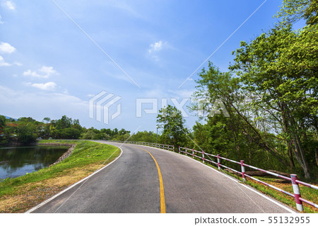 road view reservoir green tree with green nature 55132955