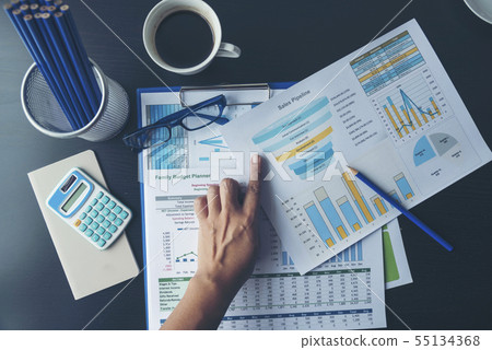 Excel Spreadsheet stats graph analytics data. 55134368