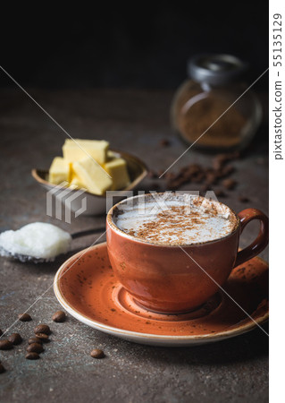 Bulletproof coffee, keto breakfast. 55135129