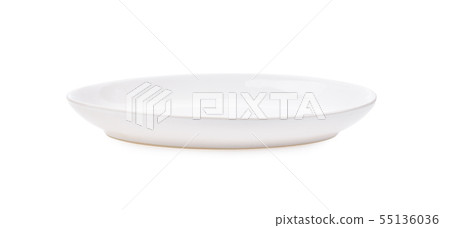 Empty white plate on white background 55136036