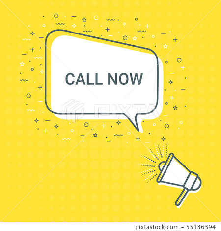 Megaphone With Call Now Speech Bubble. Loudspeaker. Illustrations For Promotion Marketing For Prints Megaphone With Call Now Speech Bubble. Loudspeaker. Illustrations For Promotion Marketing For Prints 55136394