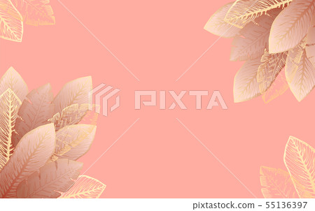 Tender orange frame with blue tropical leaves Tender orange frame with blue tropical leaves 55136397