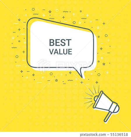 Megaphone With Best Value Speech Bubble. Loudspeaker. Illustrations For Promotion Marketing For Megaphone With Best Value Speech Bubble. Loudspeaker. Illustrations For Promotion Marketing For 55136518
