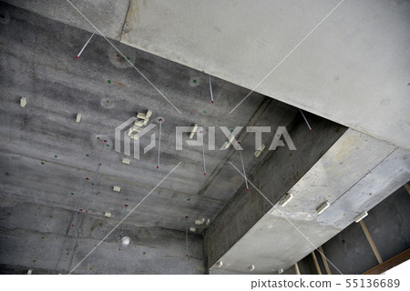 New building construction: ceiling slab before installing air conditioning equipment 55136689