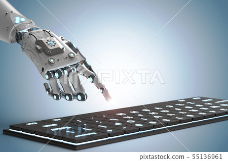 robot hand with keyboard robot hand with keyboard 55136961