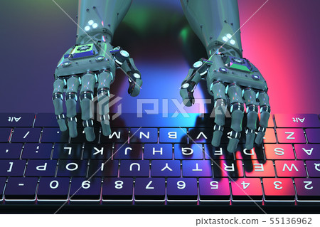 robot hand with keyboard robot hand with keyboard 55136962
