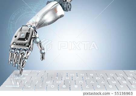 robot hand with keyboard 55136963
