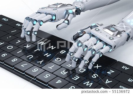 robot hand with keyboard 55136972