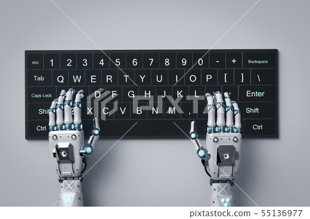 robot hand with keyboard robot hand with keyboard 55136977