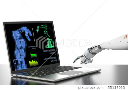 robot with computer robot with computer 55137033