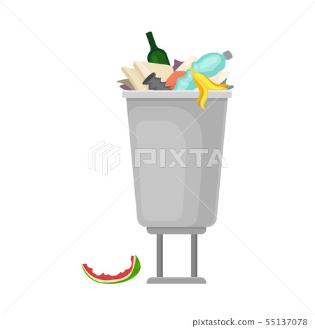 Outdoor trashcan. Vector illustration on white background. Outdoor trashcan. Vector illustration on white background. 55137078