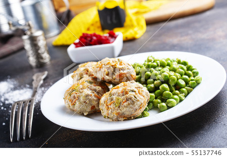 cutlets with peas cutlets with peas 55137746