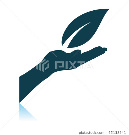 Hand Holding Leaf Icon - Stock Illustration [55138341] - PIXTA