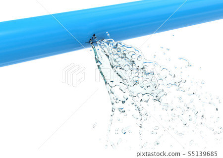 leaking pipe with water splash 55139685