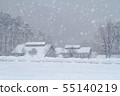 Snow-covered village in mountainous province 55140219