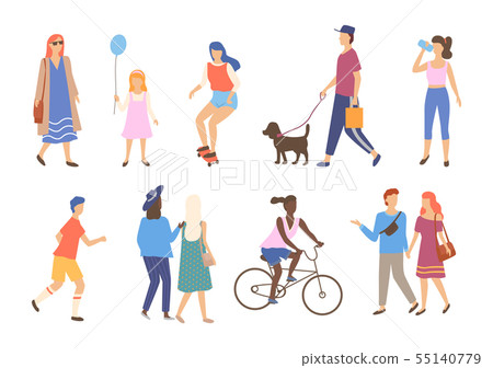 People Activity Outdoor Walking Friends Vector Stock Illustration 55140779 Pixta