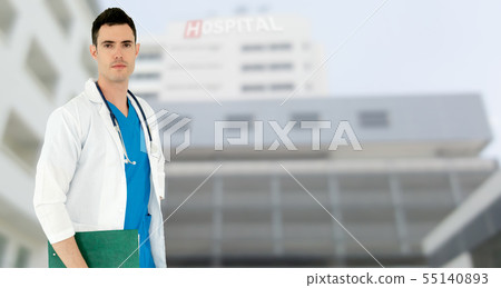 Young male doctor working at the hospital. 55140893