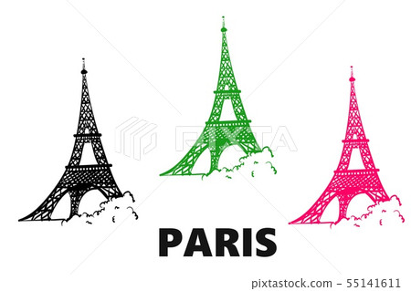 set of card with Eiffel tower icon on white. set of card with Eiffel tower icon on white. 55141611