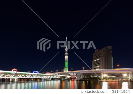 在Haneko市寫的隅田川大橋和在香賓樹的東京天空樹 55141904