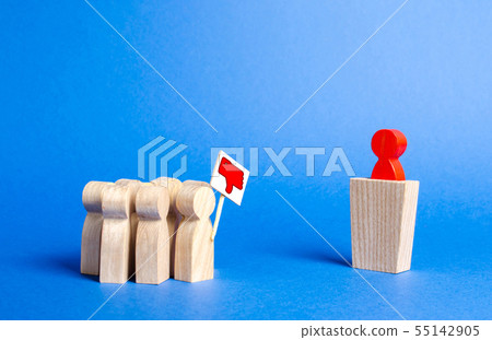 Crowd of people with posters expresses distrust Crowd of people with posters expresses distrust 55142905