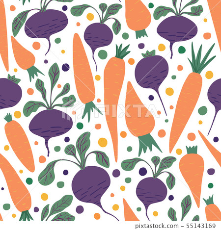 Doodle carrots and beetroot wallpaper. Hand drawn carrot and beet seamless pattern Doodle carrots and beetroot wallpaper. Hand drawn carrot and beet seamless pattern 55143169