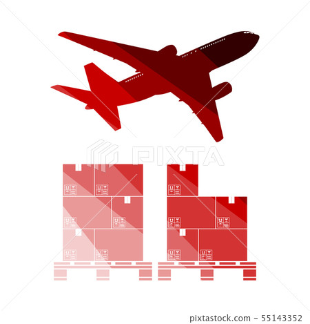 Boxes On Pallet Under Airplane Boxes On Pallet Under Airplane 55143352