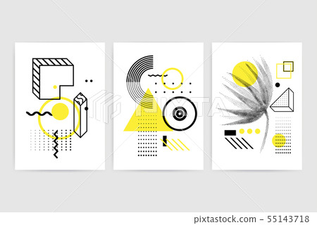 Posters set with bright bold geometric elements 55143718
