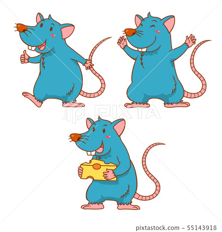Set of cute cartoon rats in different poses. Set of cute cartoon rats in different poses. 55143918