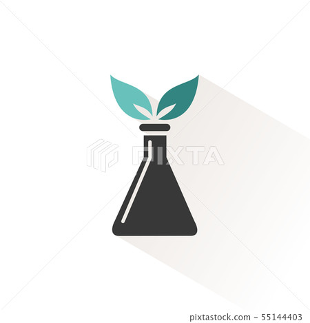 Conical flask icon with two leaves 55144403