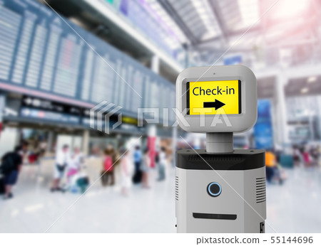 assistant robot in airport 55144696