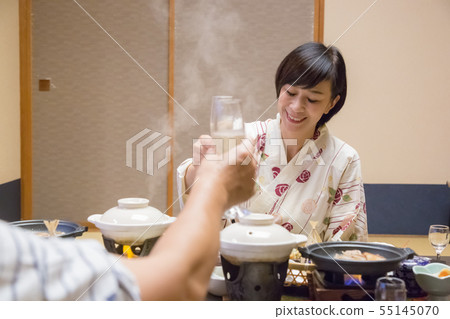 Hot spring travel Couple travel Hot spring Meal scene Kamishu beef 55145070