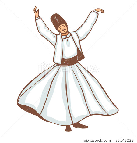 Dervish Whirling in Dance in Hand-Drawn Style 55145222