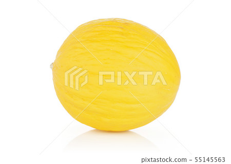 Yellow canary melon isolated on white Yellow canary melon isolated on white 55145563